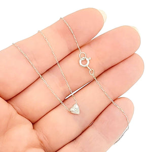 Necklace - Tiny Heart in Sterling Silver with Solitaire Diamond by Michelle Chang