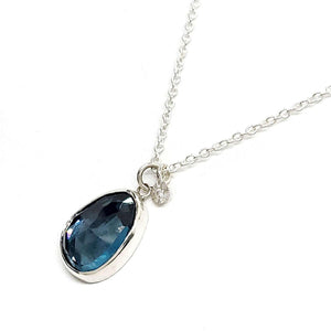 Necklace - Theia in London Blue Topaz and Sterling Silver with Diamond by Corey Egan