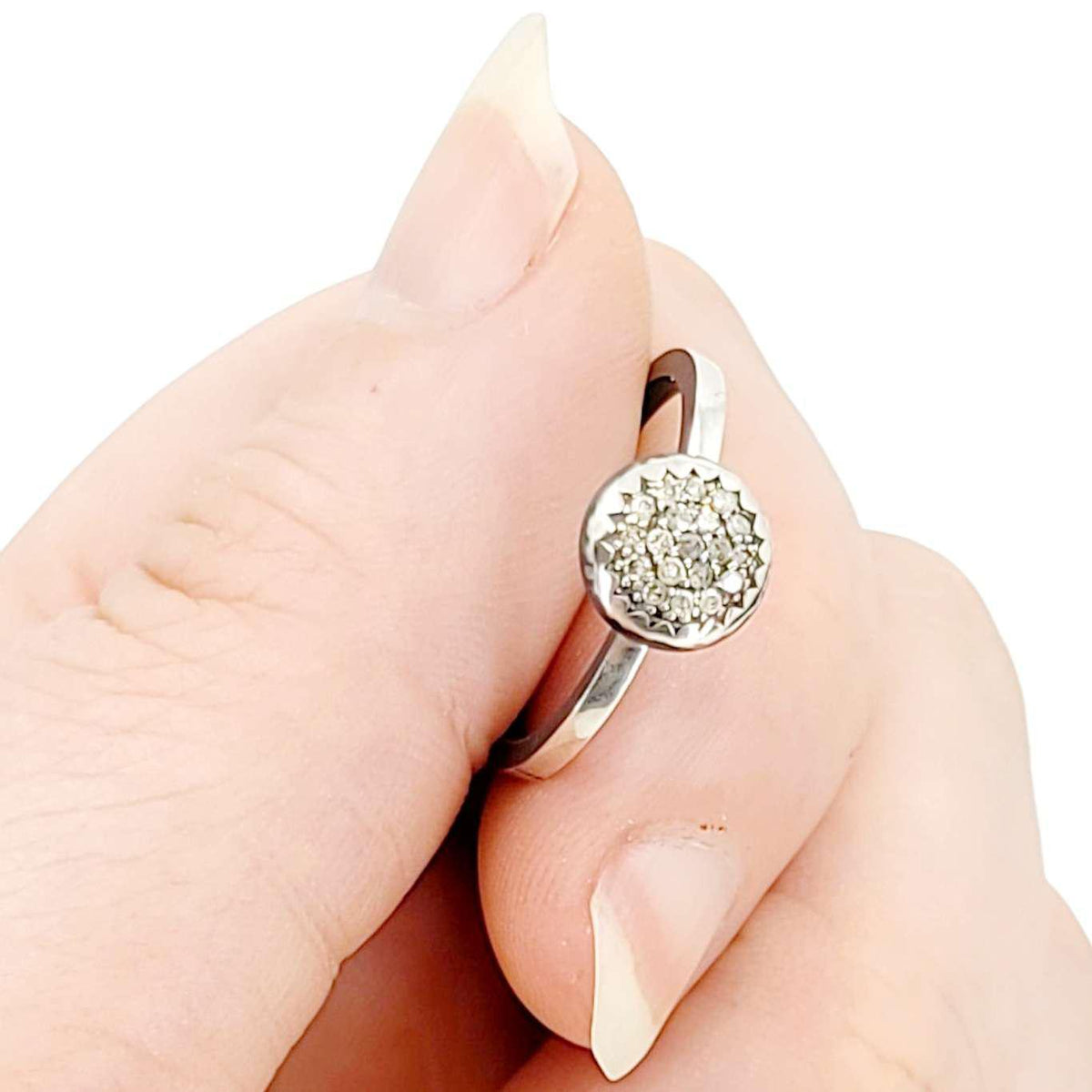 Ring - Size 8 - 8mm Pave Diamond Notched Band (Sterling Silver, Diamond) by 314 Studio