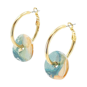 Earrings - Ceramic Ring Hoops (Ocean Sunrise) by Diana Kauffman