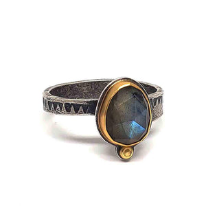 Ring - Size 9.25 - OOAK Labradorite Ring in Mixed Metals by Allison Kallaway