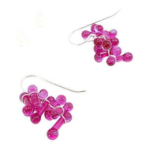 Earrings - Short Rosetti Glass Clusters in Hot Pink by Krista Bermeo Studio