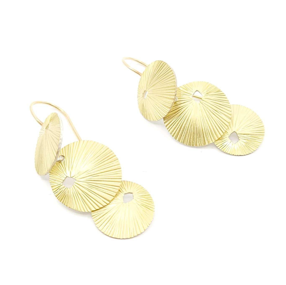 Earrings - Triple Textured Discs in 18k Bi-metal by Susan Mahlstedt