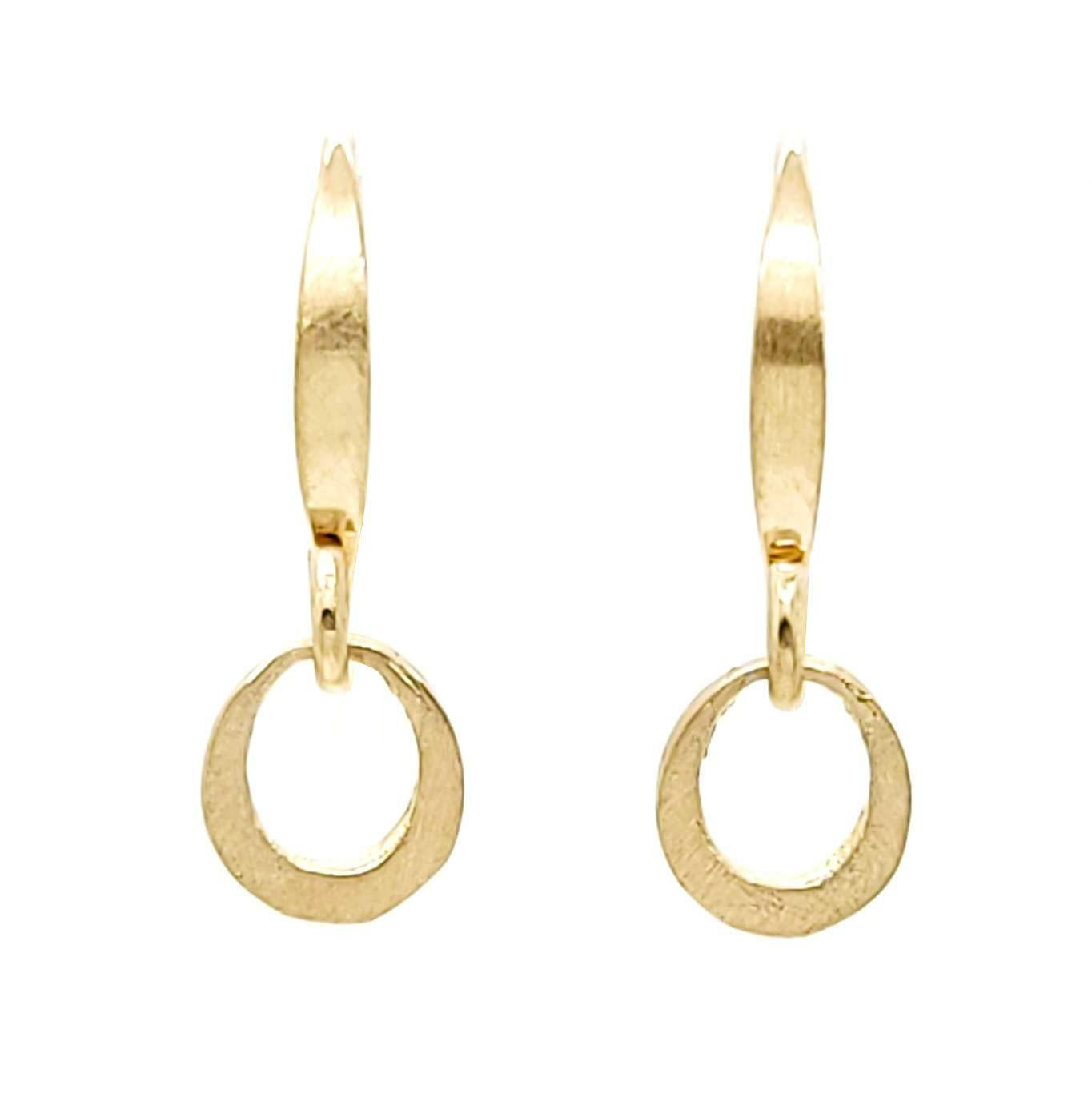 Earrings - Tiny Ring Dangles in 14k Yellow Gold by Michelle Chang