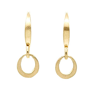 Earrings - Tiny Ring Dangles in 14k Yellow Gold by Michelle Chang