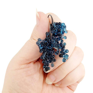 Earrings - Long Rosetti Grape Clusters in Slate Blue by Krista Bermeo Studio