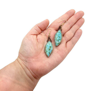 Earrings - Large Leaf Drops in Mystic by Dandy Jewelry