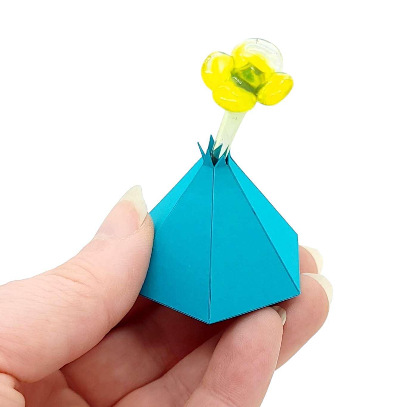 Trinket - Glass Flower with Hexagonal Base in Assorted Colors by Krista Bermeo Studio with Paper and Blade