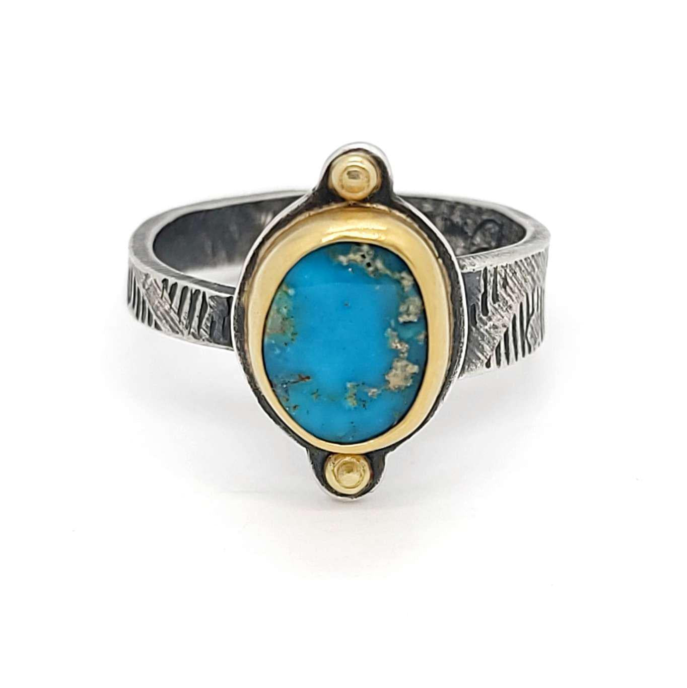 Ring - Size 7.75 - Sonoran Gold Turquoise in 22k Yellow Gold and Sterling Silver by Allison Kallaway