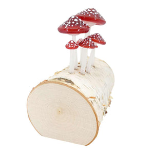 Lamp - Birch Log (Red Mushrooms) by Sage Studios