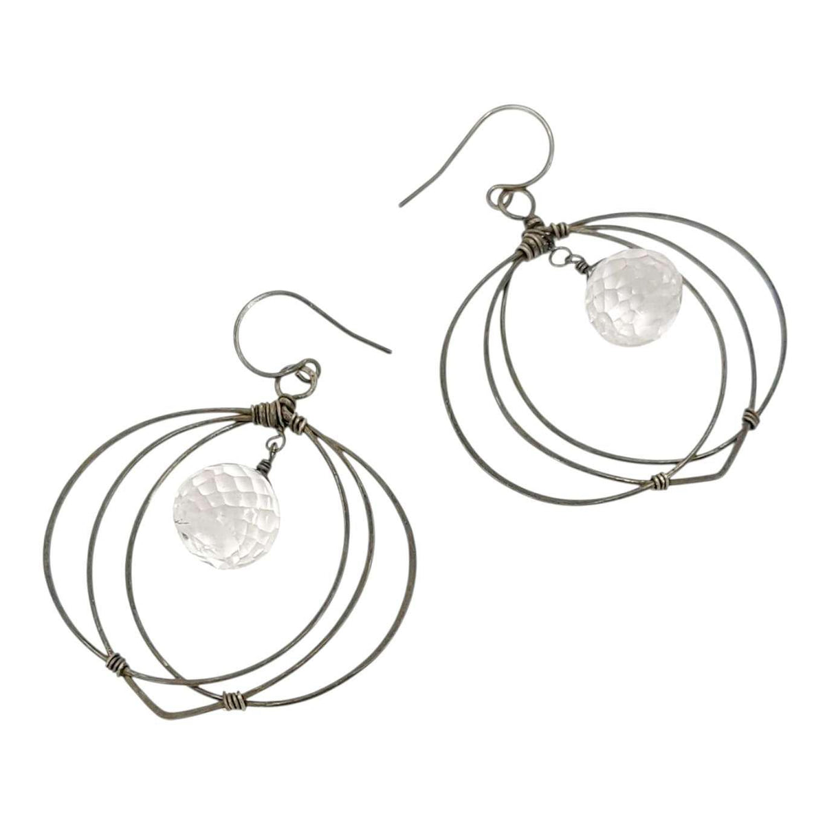 Earrings - Wide Flower Frames (Quartz) by Calliope Jewelry