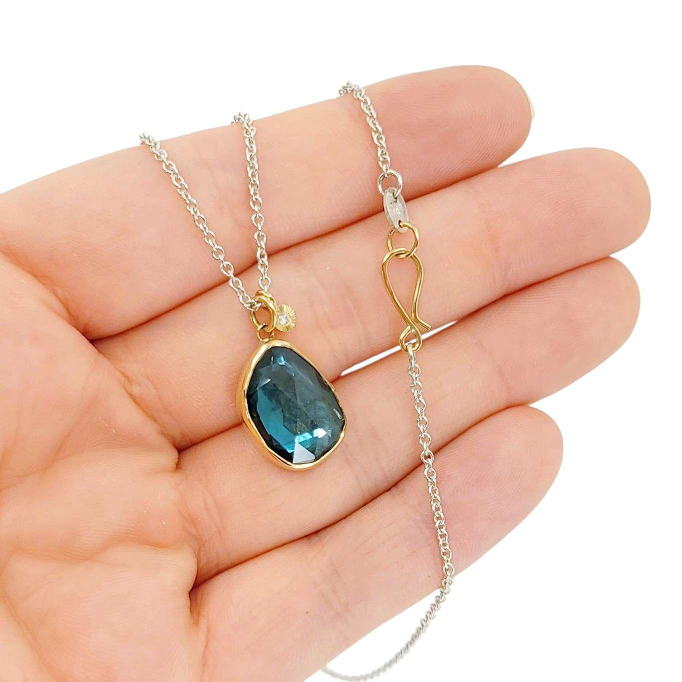 Necklace - Theia (London Blue Topaz, 14k Gold, Sterling Silver) by Corey Egan