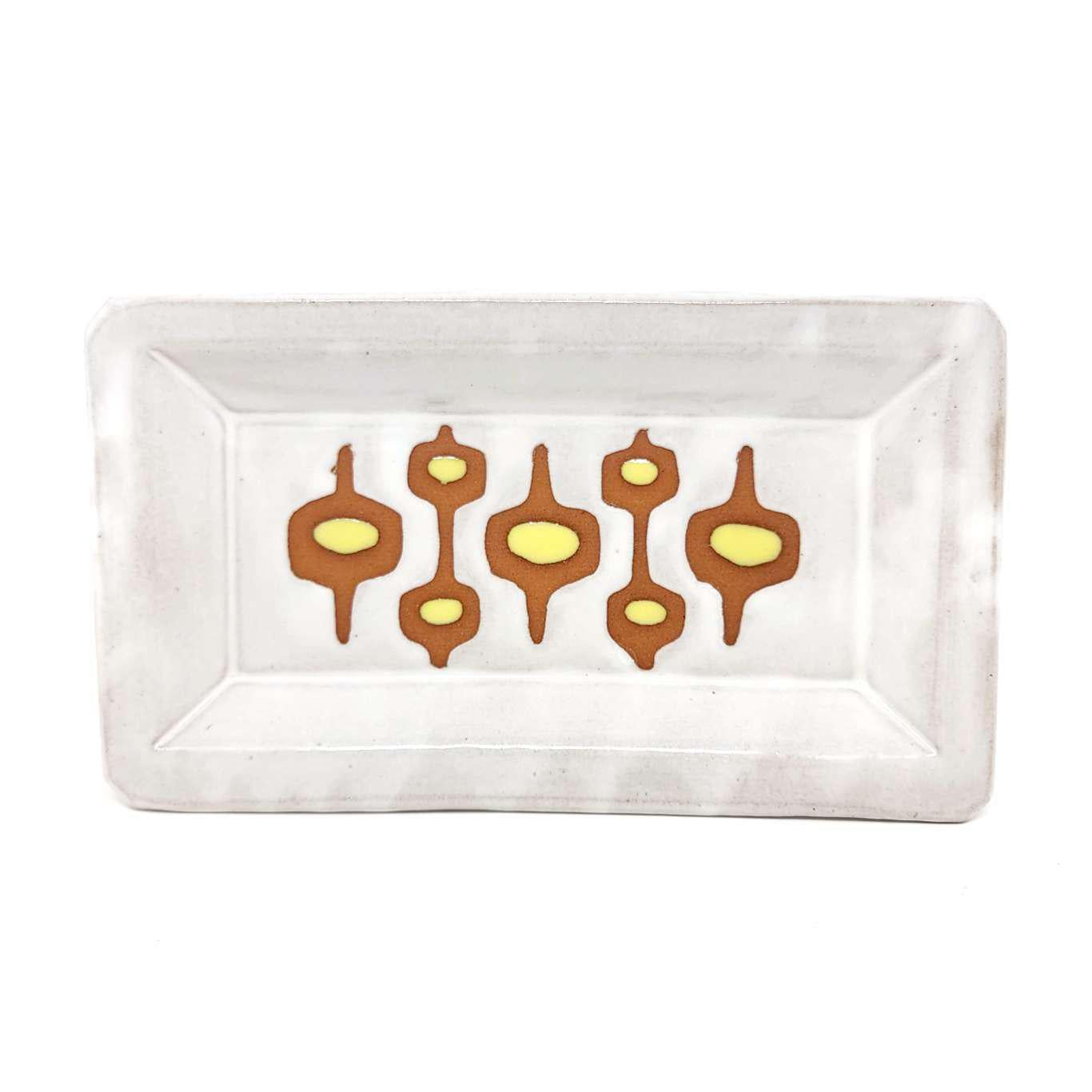 Tray - Mid-Century Modern in White and Yellow by Fern Street Pottery