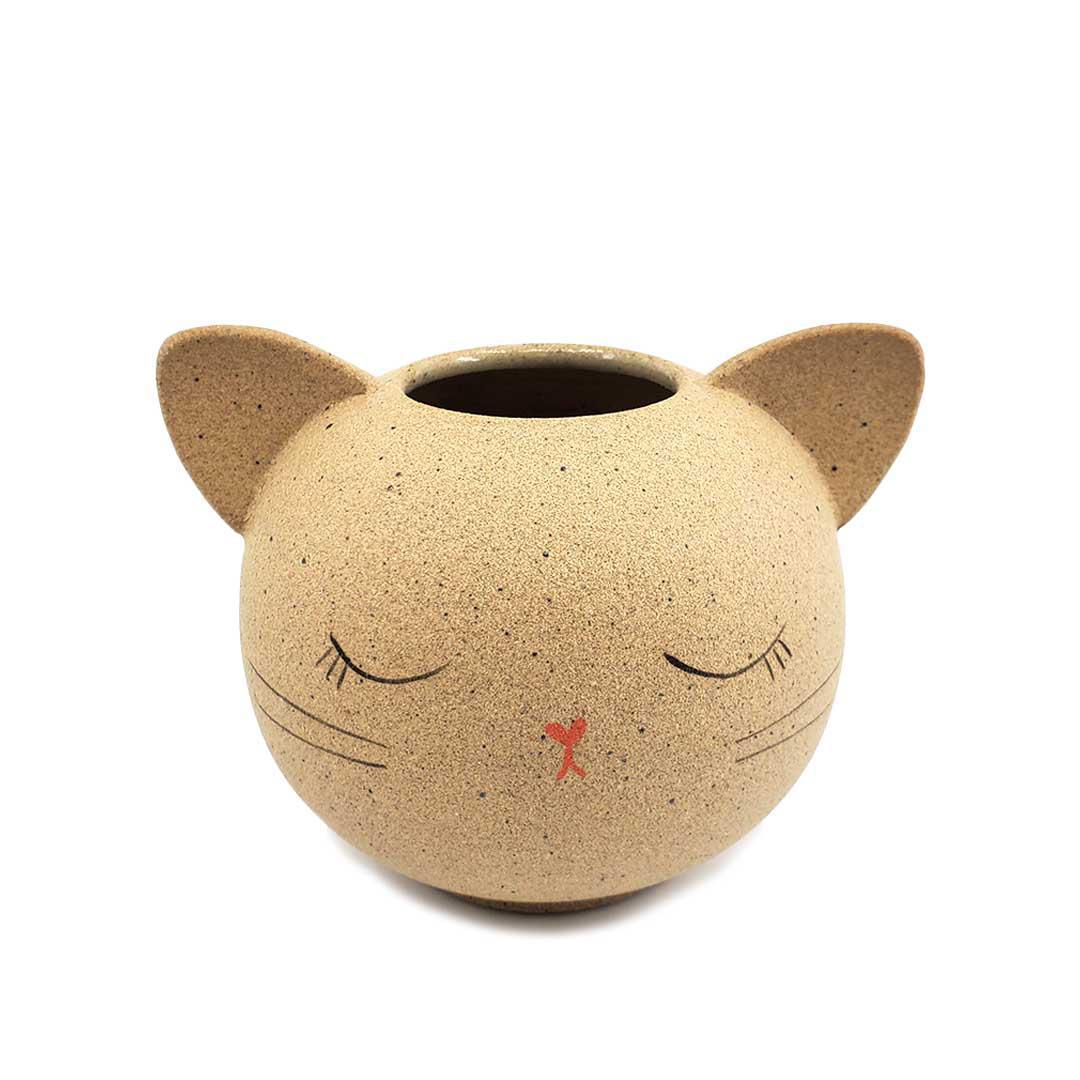 Kitty Cat Vase - Peaceful by Jennifer Fujimoto