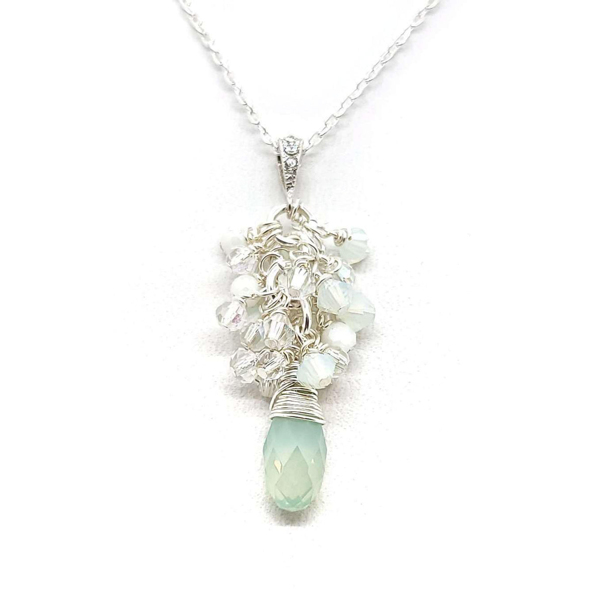 Necklace - Chrysolite Opal Crystal Teardrop Cluster by Sugar Sidewalk