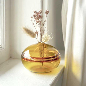 Bud Vase - Petite Squat in Amber Glass by Dougherty Glassworks