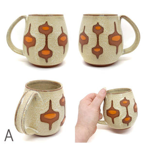 Mug - Mid-Century Modern in Sand and Orange by Fern Street Pottery