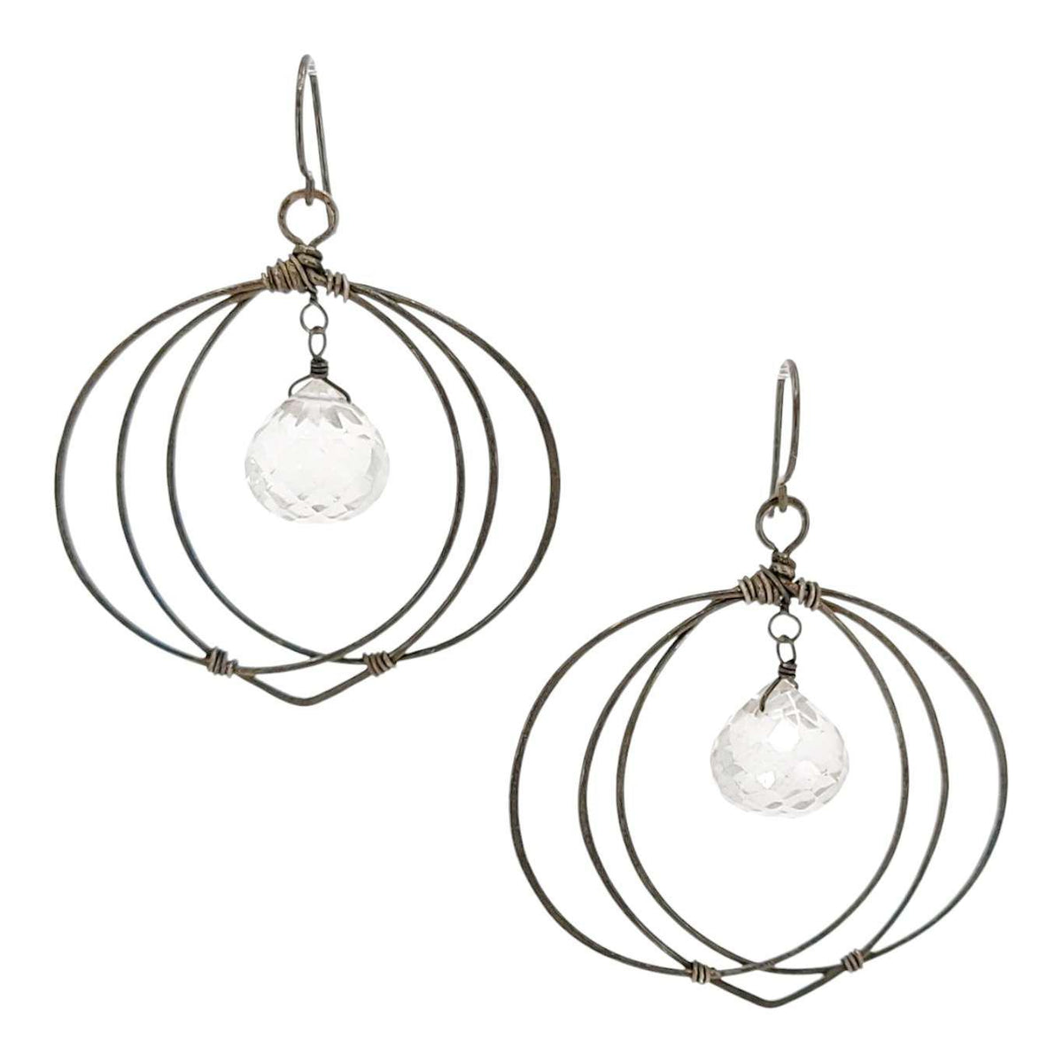 Earrings - Wide Flower Frames (Quartz) by Calliope Jewelry