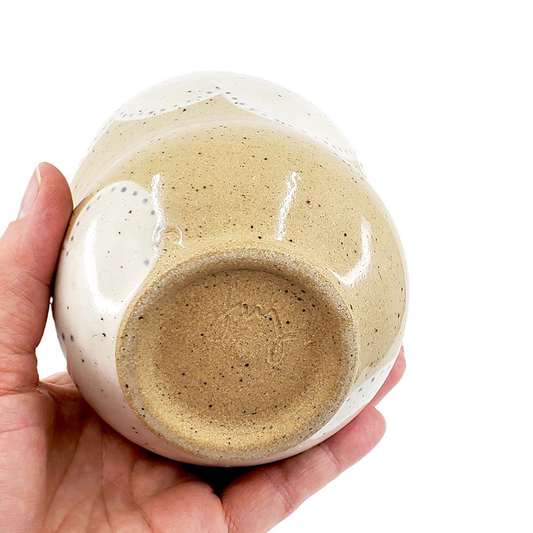 Vase - Curvy Wide Mouth (White Clouds) by Jennifer Fujimoto