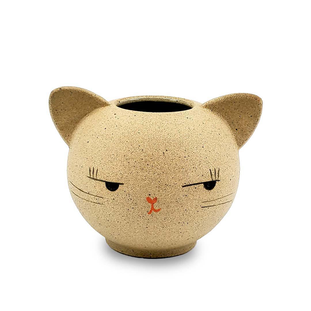 Vase - Side Eye Kitty Cat by Jennifer Fujimoto
