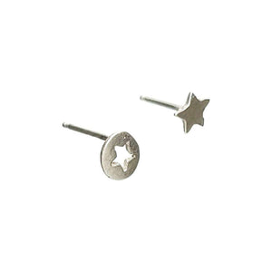Earrings - Asymmetric Star Cutout Studs in Sterling Silver by Michelle Chang