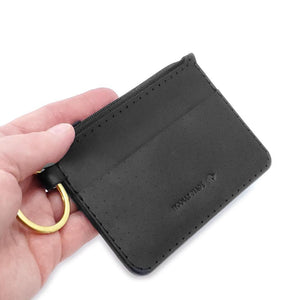 Wallet – Perforated Leather Coin Purse with Zipper (Black or Tan) by Woolly Made