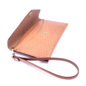 Wallet – Clutch Perforated Leather (Brown or Tan) by Woolly Made