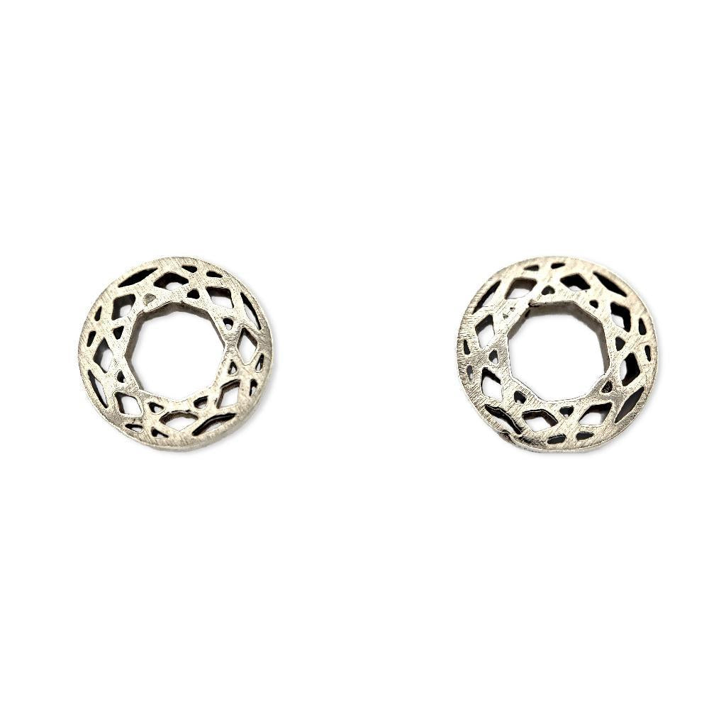 Earrings - Small Brilliant Cut Shiny Sterling Posts by La Objeteria