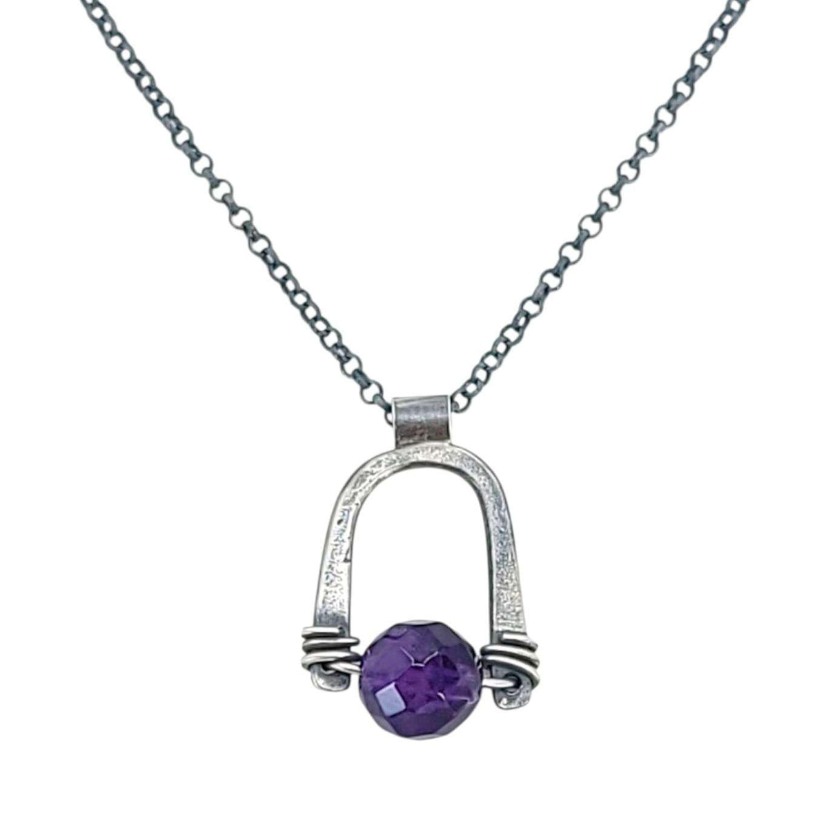 Necklace - Arc Pendant (Amethyst) by Three Flames Silverworks