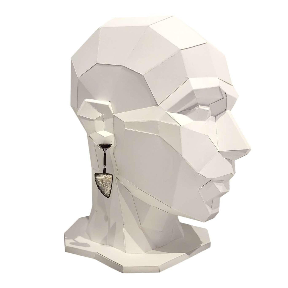 zEarrings - Angled Triangle Drops in Sterling Silver and Vintage Coral by Janine DeCresenzo