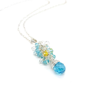 Necklace - Aquamarine Crystal Teardrop Cluster by Sugar Sidewalk