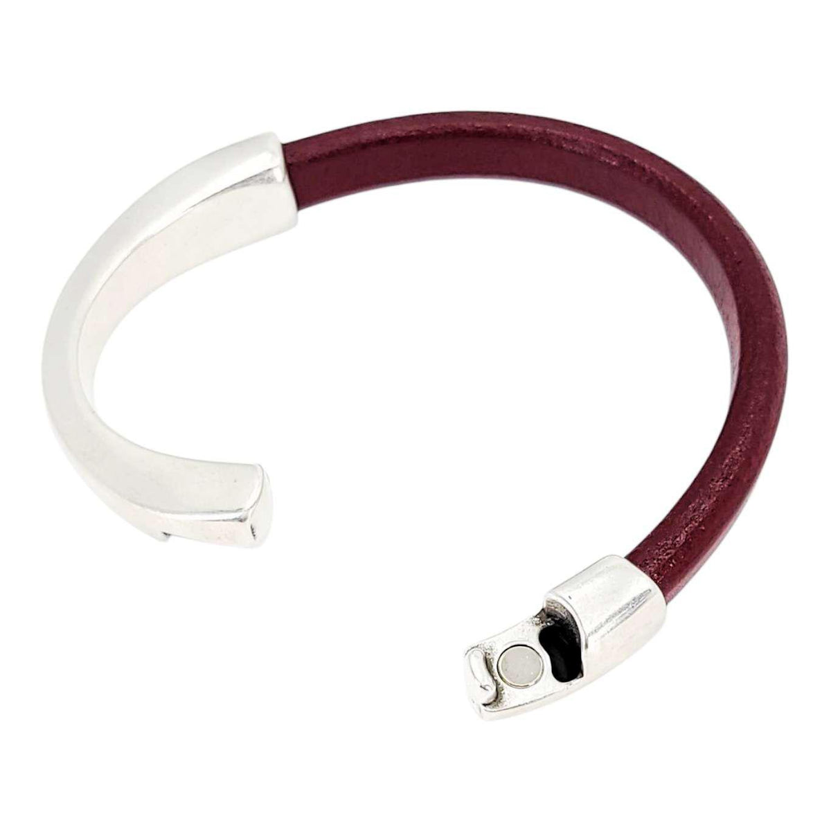 Bracelet - Red Leather Breakaway (Assorted Metals) by Diana Kauffman Designs