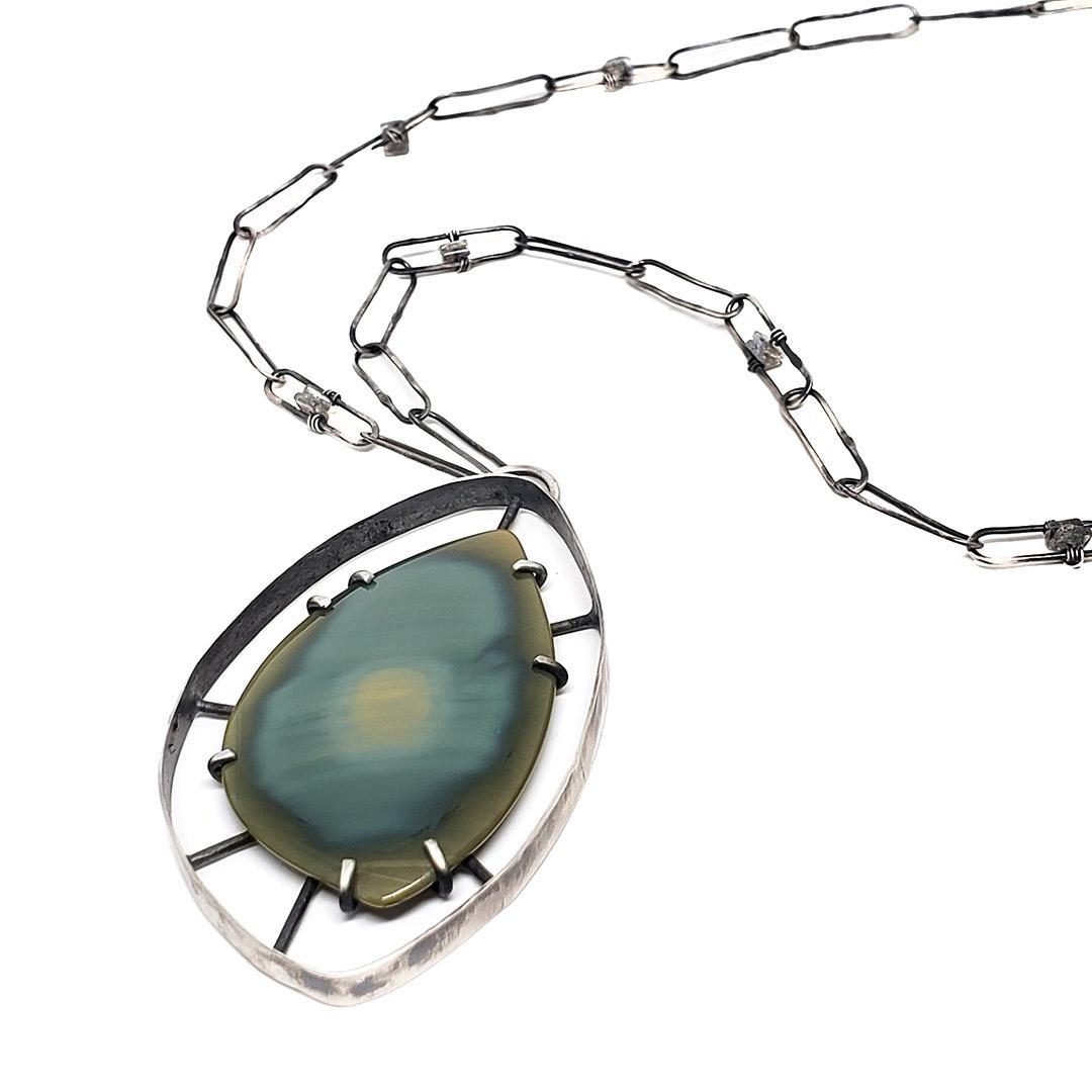 Necklace - Wayfinder Green Imperial Jasper Sterling by Three Flames Silverworks