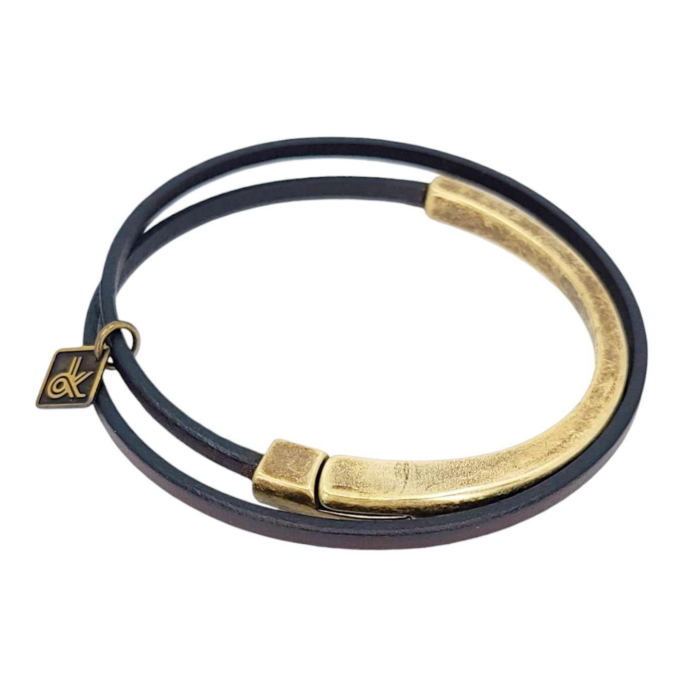 Bracelet - Skinny Breakaway in Kona Brown with Brass by Diana Kauffman Designs