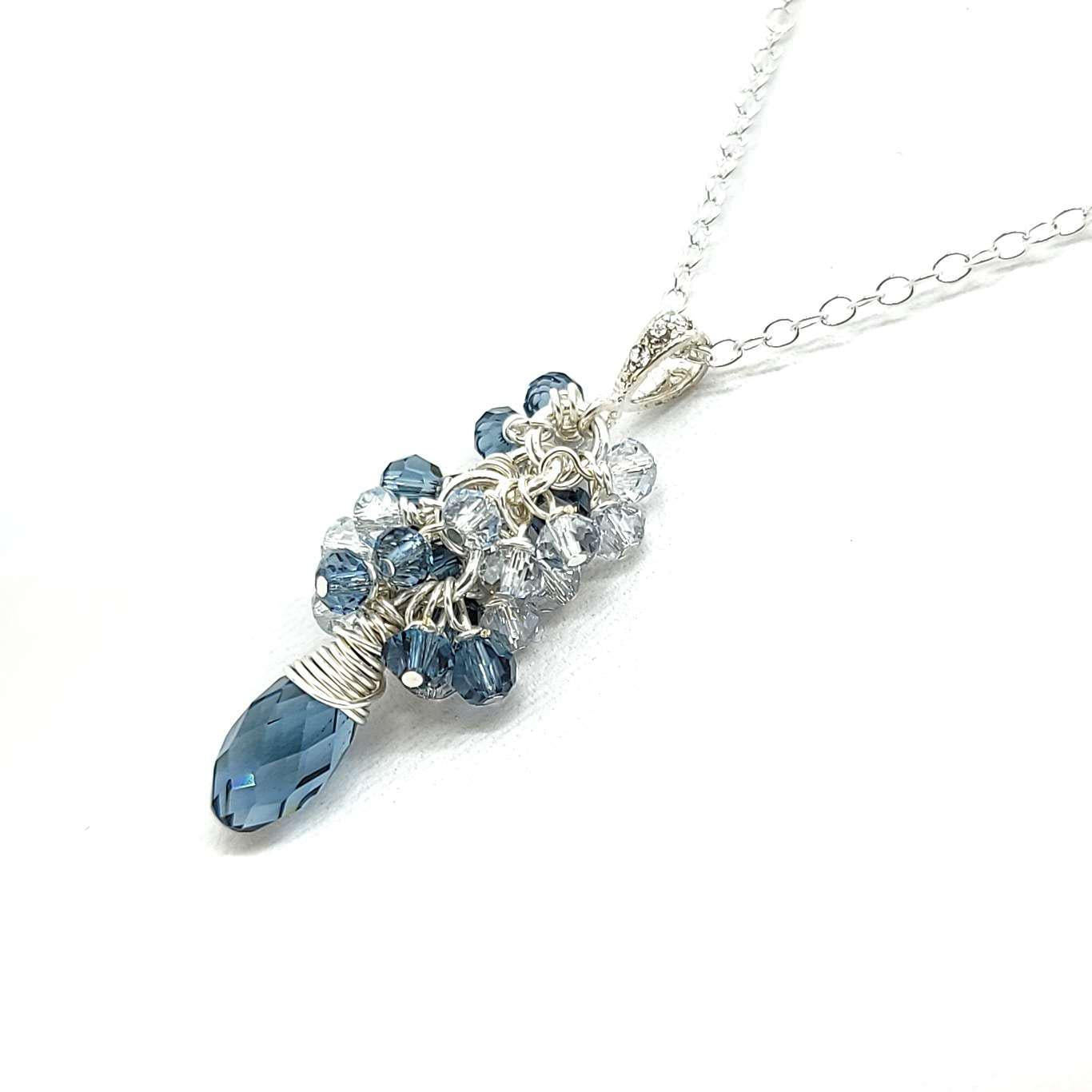 Necklace - Montana Blue Crystal Teardrop Cluster by Sugar Sidewalk