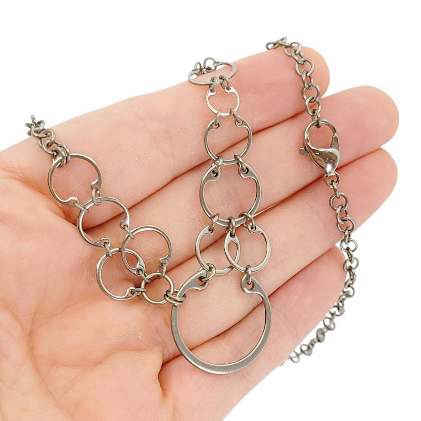 Necklace - Circling Bib (Small) (Stainless Steel and Titanium) by Wraptillion