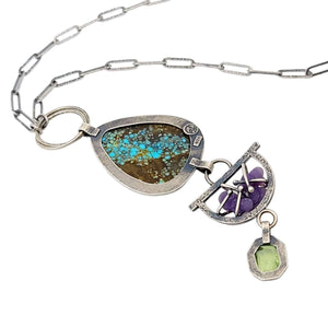 Necklace - Turquoise Botryoidal Chalcedony Peridot Statement OOAK by Allison Kallaway