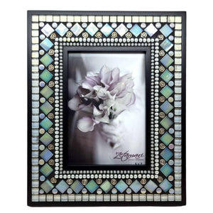 Picture Frame - 5x7in Mosaic Frame in Sea Sparkle by Zetamari Mosaic Artworks