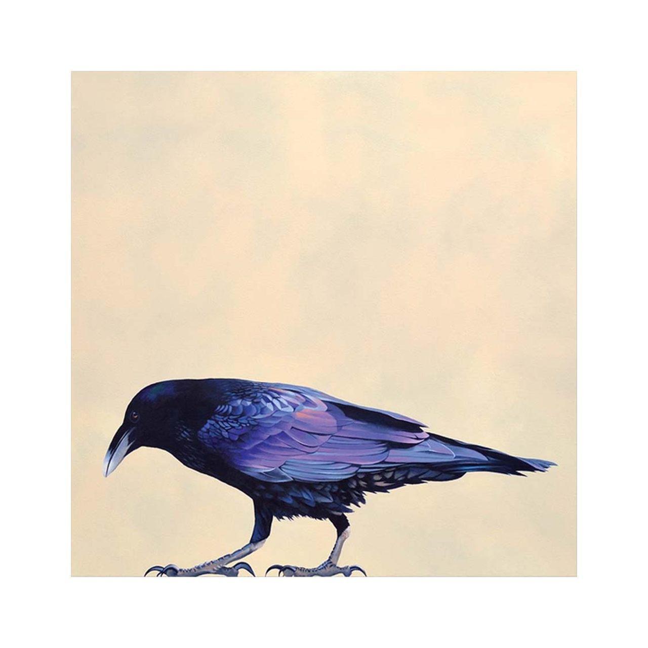 Wall Art - Raven on 10in x 10in Wood Panel by The Mincing Mockingbird