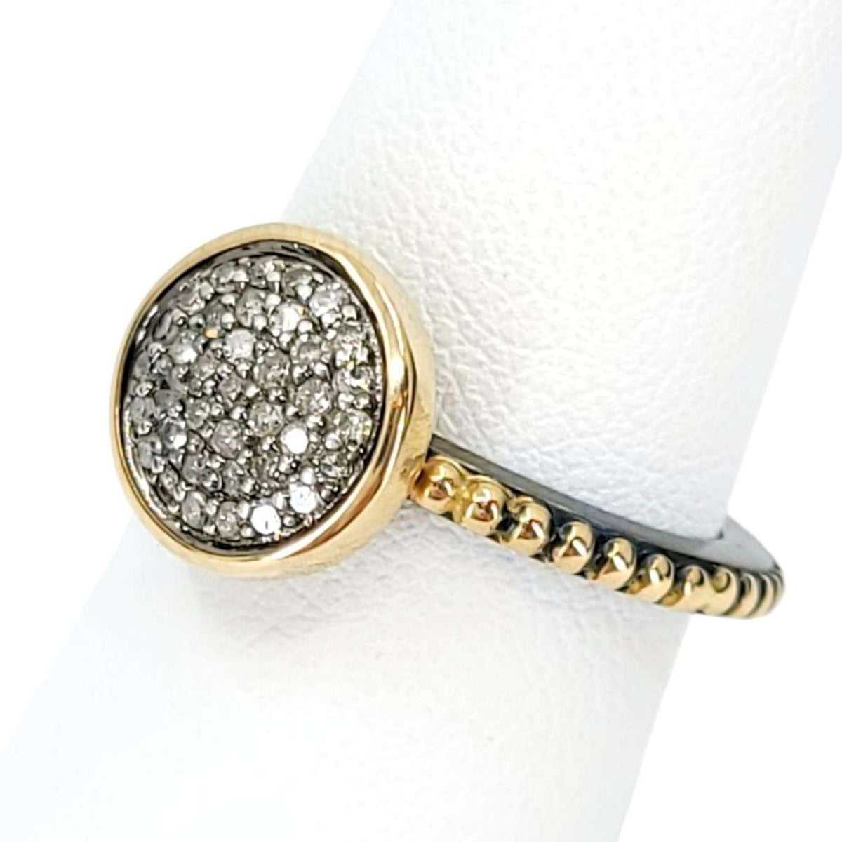 Ring - Size 7 - 10mm Pave Diamond Beaded Band (14k Gold, Sterling Silver, Diamond) by 314 Studio