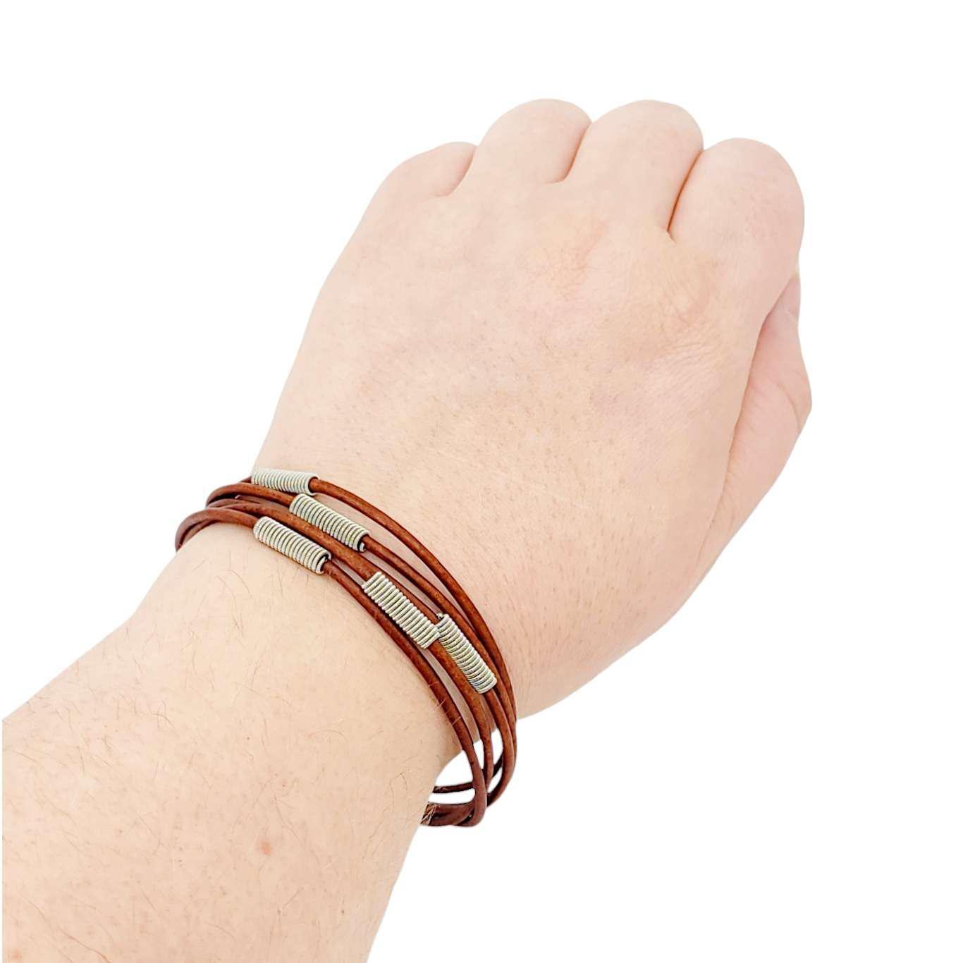 Bracelet - Arpeggio Leather Brown (M or L) by High Strung Studios