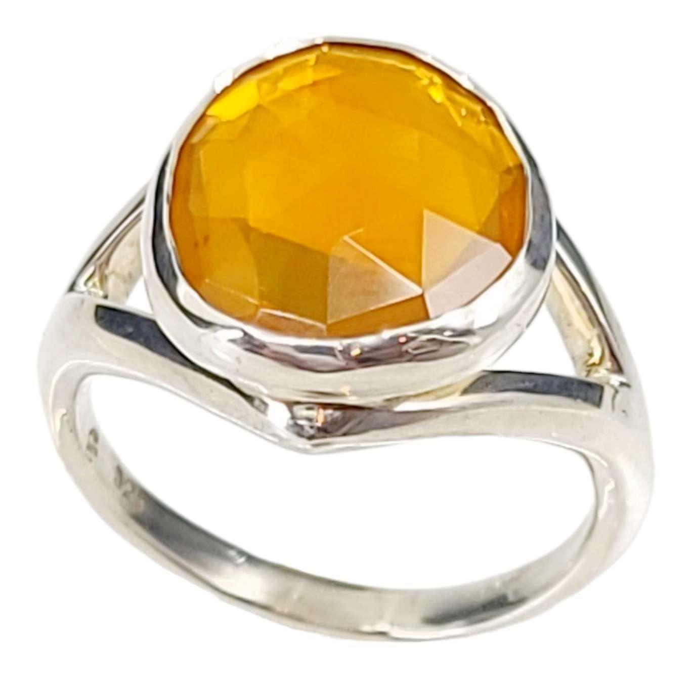 Ring - Size 7 - Cleo in Fire Opal and Sterling Silver by Corey Egan