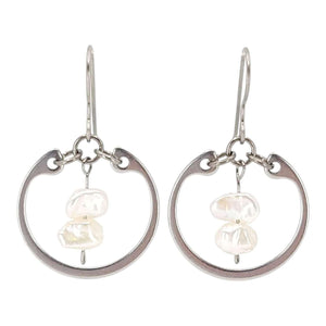 Earrings - Pearl Duo Medium Circles (White) by Wraptillion