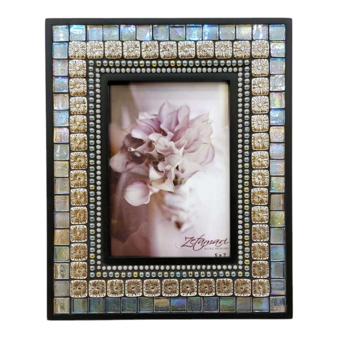 Mosaic Picture Frame - 5x7in (Moonlight Shimmer) by Zetamari Mosaic Artworks