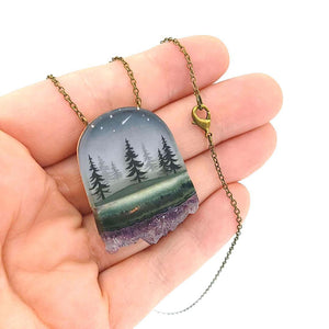 Necklace - Pines Crystal (Amethyst) by Fernworks