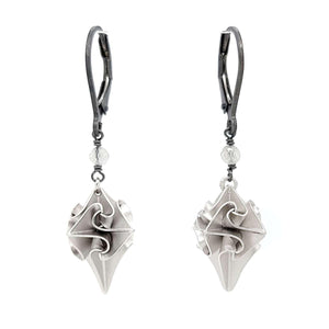 Earrings - Single Stone Stardust Drops in Bright Sterling Silver and Gray Moonstone by 314 Studio