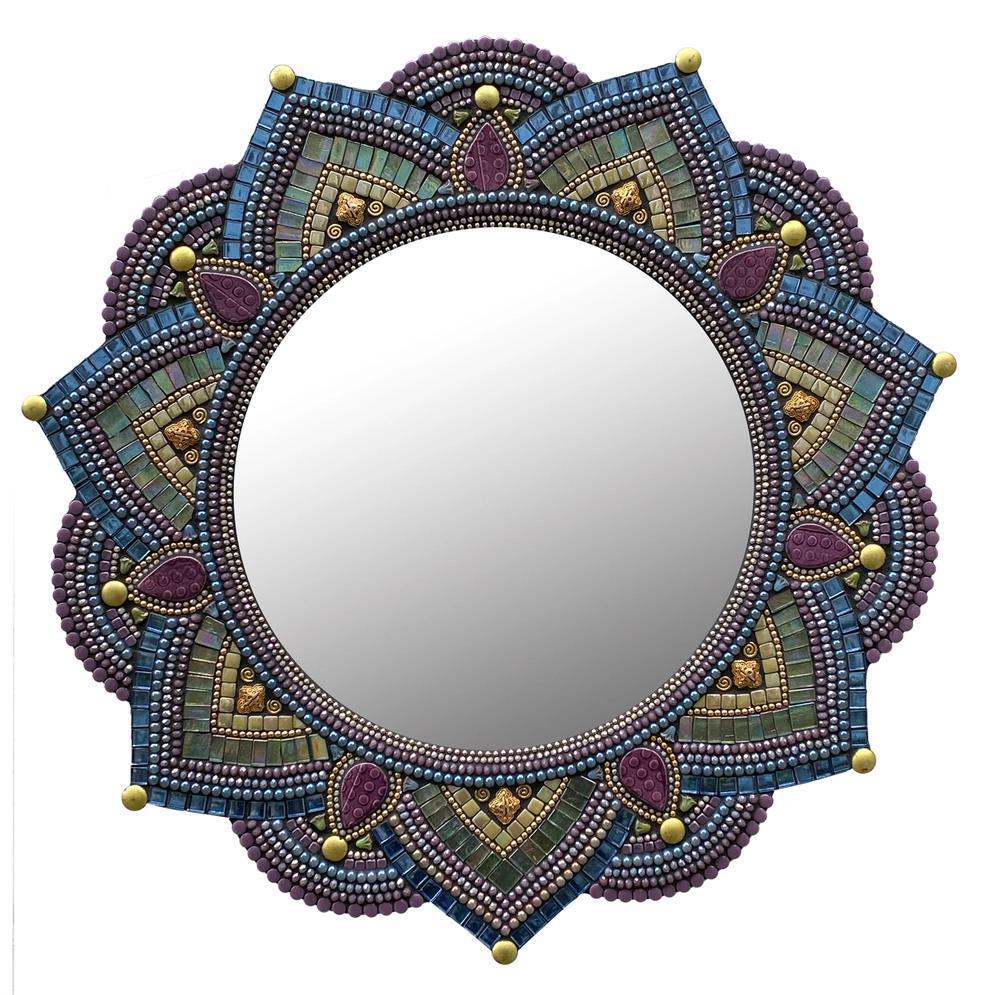 Mosaic Mirror - 21in Mandala in Plum by Zetamari Mosaic Artworks