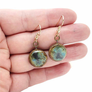 Earrings - Small Circle Drops in Earth by Dandy Jewelry