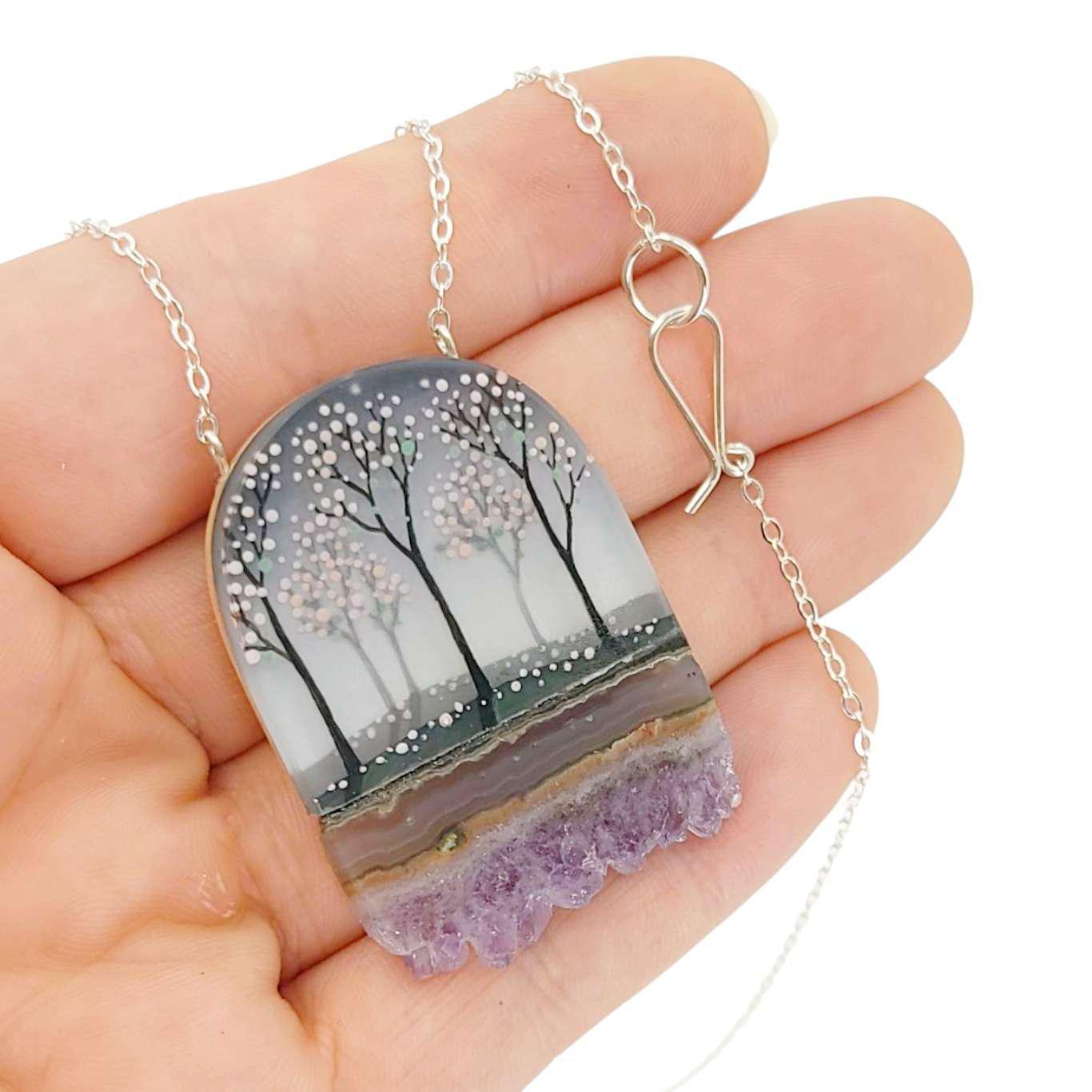 Necklace - Forest Crystal (Blooming Trees Amethyst) by Fernworks