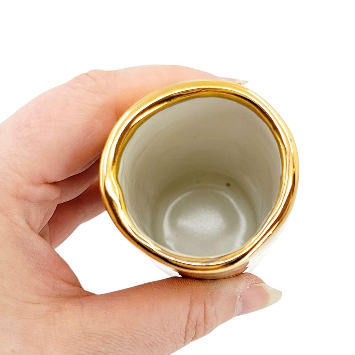 Vase - 4in Floral Cylinder with 22k Gold Solid Background (A) by Hsieh Clay SF